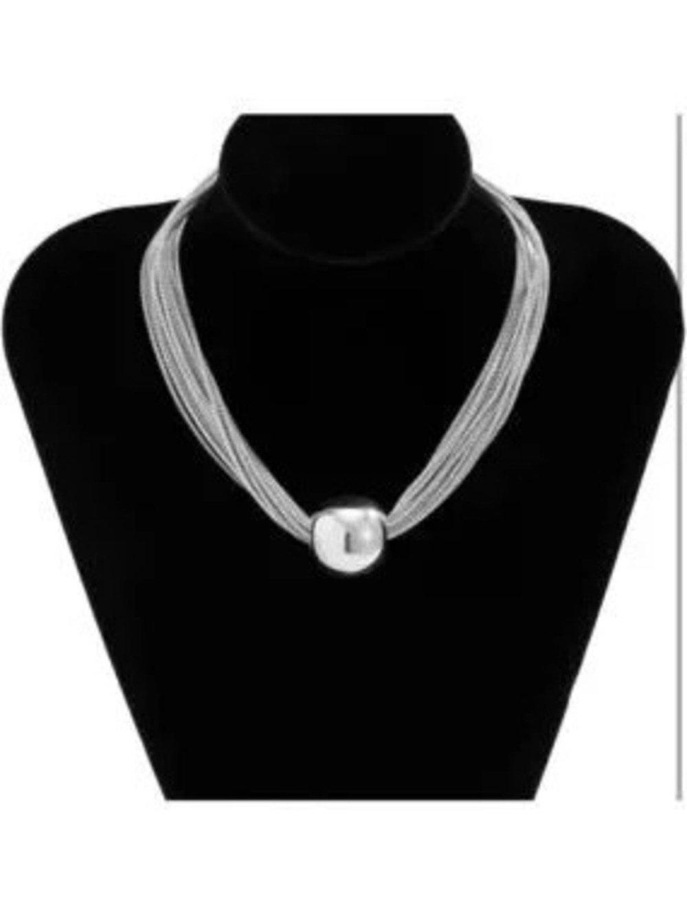 Silver Multi-Strand Choker with Polished Orb